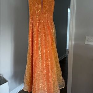 Shimmering Orange Sequin Prom/Pageant Dress